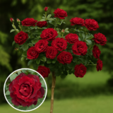 Троянда на штамбі "Омаж а Барбара" (Hommage a Barbara)